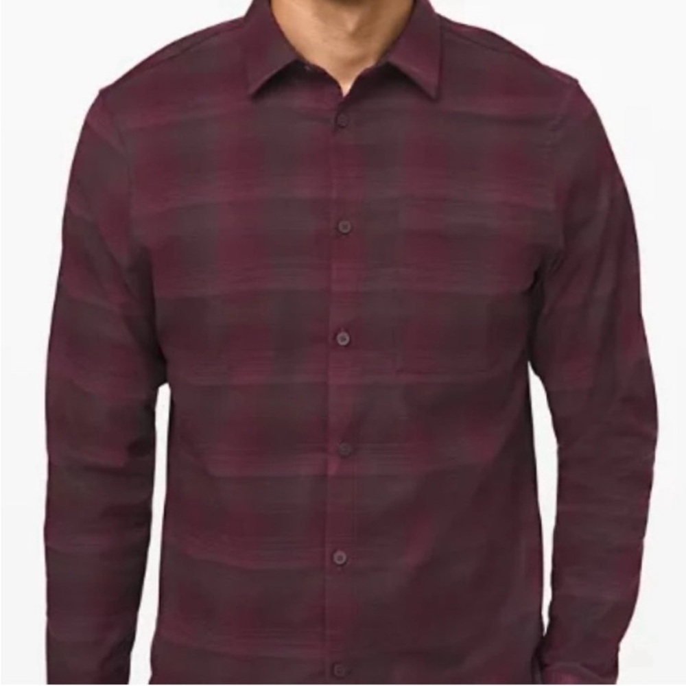 Lululemon Plaid Flannel Shirt Large Burgundy/Purple - Picture 14 of 16